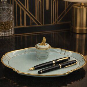 Rare Art Deco GLORIA Anton Weidl Porcelain Tray - 24k Gold - Factory Verified